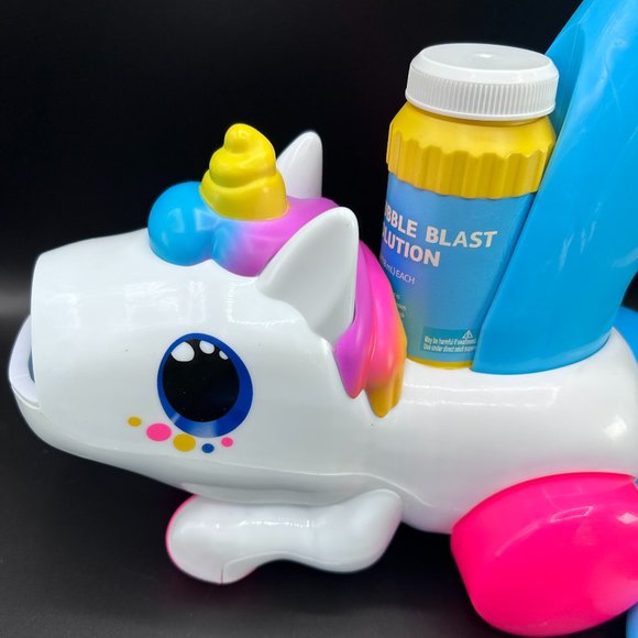Play Day Unicorn Push Bubble Blower w/ Bubble Solution Blue White NWOB - Picture 6 of 12